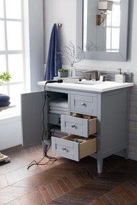 Palisades 36" Single Vanity, Silver Gray, w/ 3 CM White Zeus Quartz Top James Martin Vanities