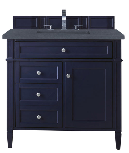 Brittany 36" Victory Blue Single Vanity w/ 3 CM Charcoal Soapstone Quartz Top James Martin Vanities