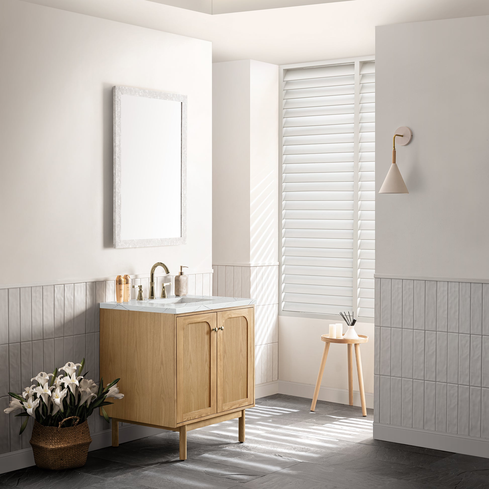 Bathroom Vanities Outlet Atlanta Renovate for LessLaurent 30" Single Vanity, Light Natural Oak w/ 3CM Ethereal Noctis Top
