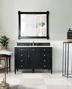 Brittany 48" Black Onyx Single Vanity w/ 3 CM Eternal Marfil Quartz Top James Martin Vanities