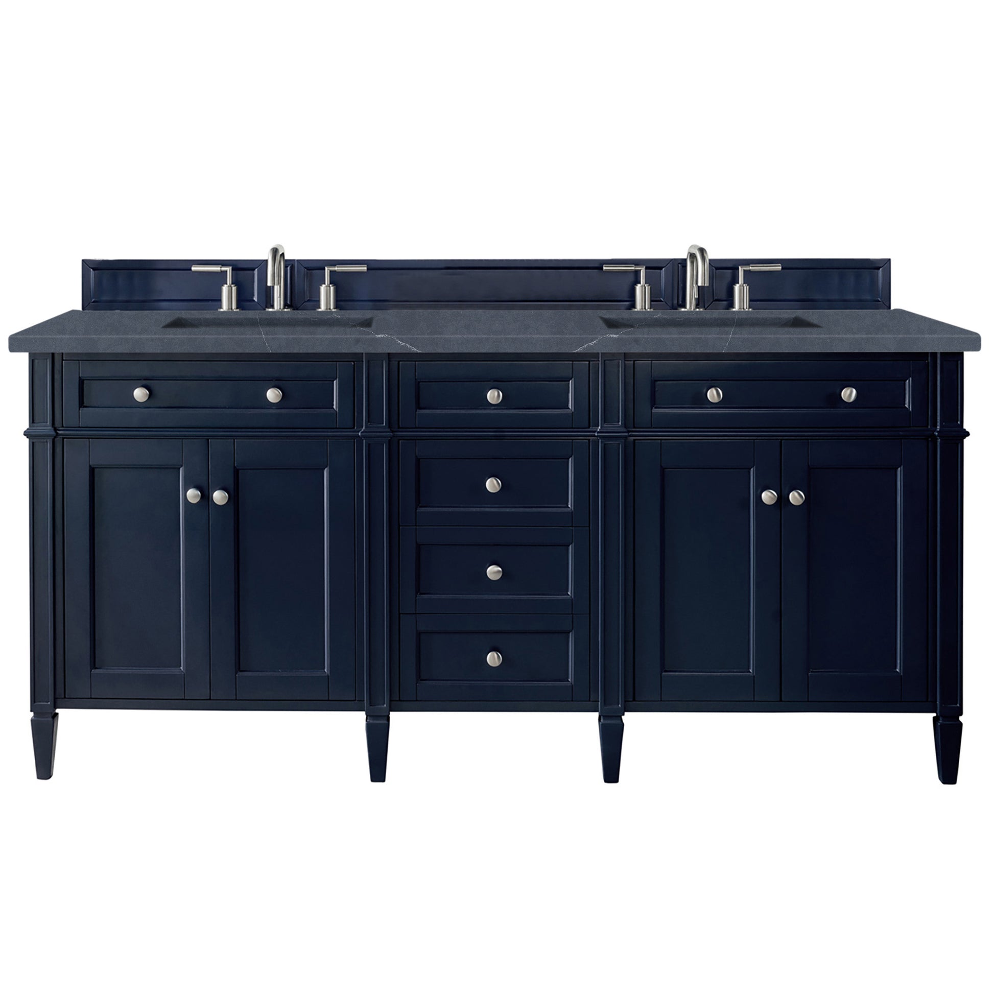 Brittany 72" Victory Blue Double Vanity w/ 3 CM Charcoal Soapstone Quartz Top James Martin Vanities