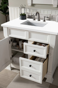 Bathroom Vanities Outlet Atlanta Renovate for LessBrookfield 36" Single Vanity, Bright White w/ 3 CM White Zeus Quartz Top