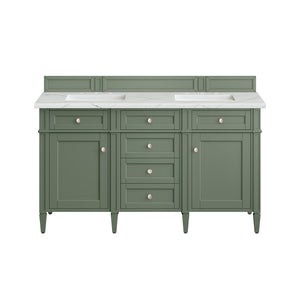 Brittany 60" Double Vanity, Smokey Celadon w/ 3CM Ethereal Noctis Top James Martin Vanities