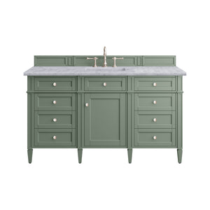 Brittany 60" Single Vanity, Smokey Celadon w/ 3CM Carrara Marble Top James Martin Vanities