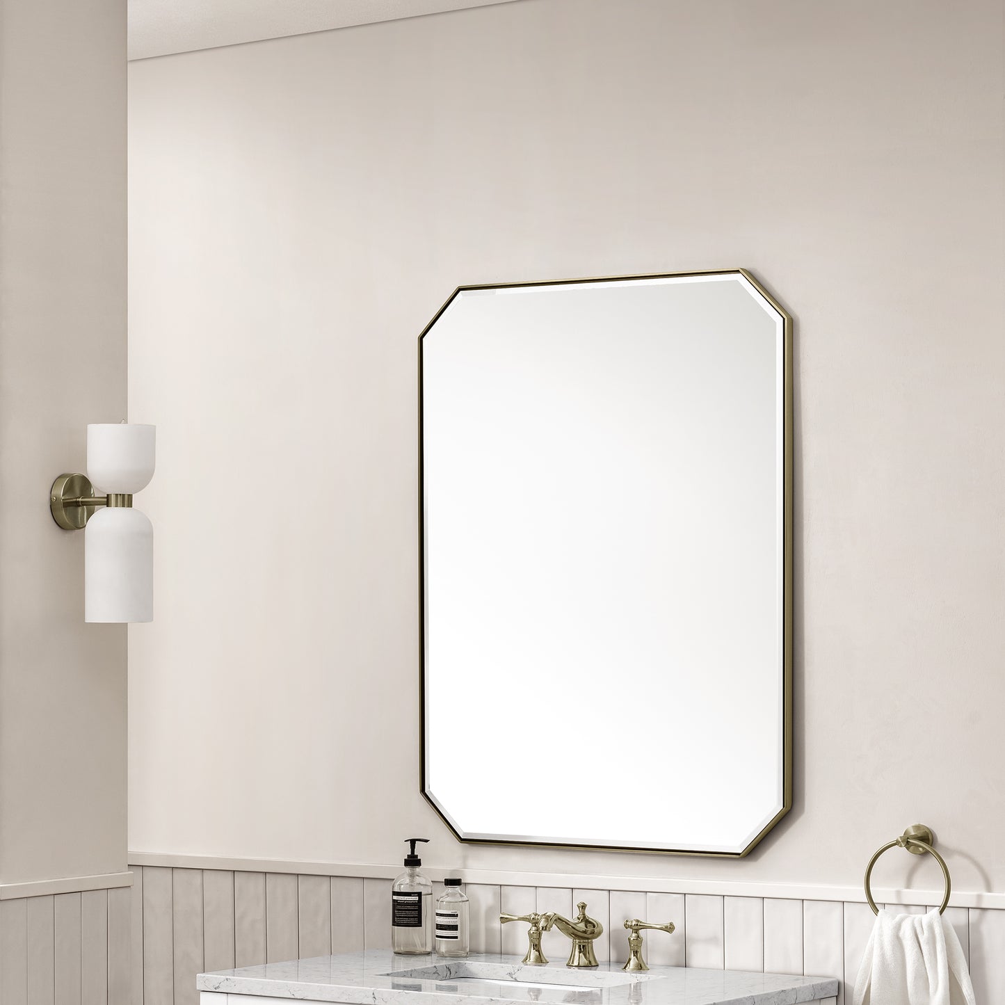 Rohe 30" Octagon Mirror, Champagne Brass James Martin Vanities