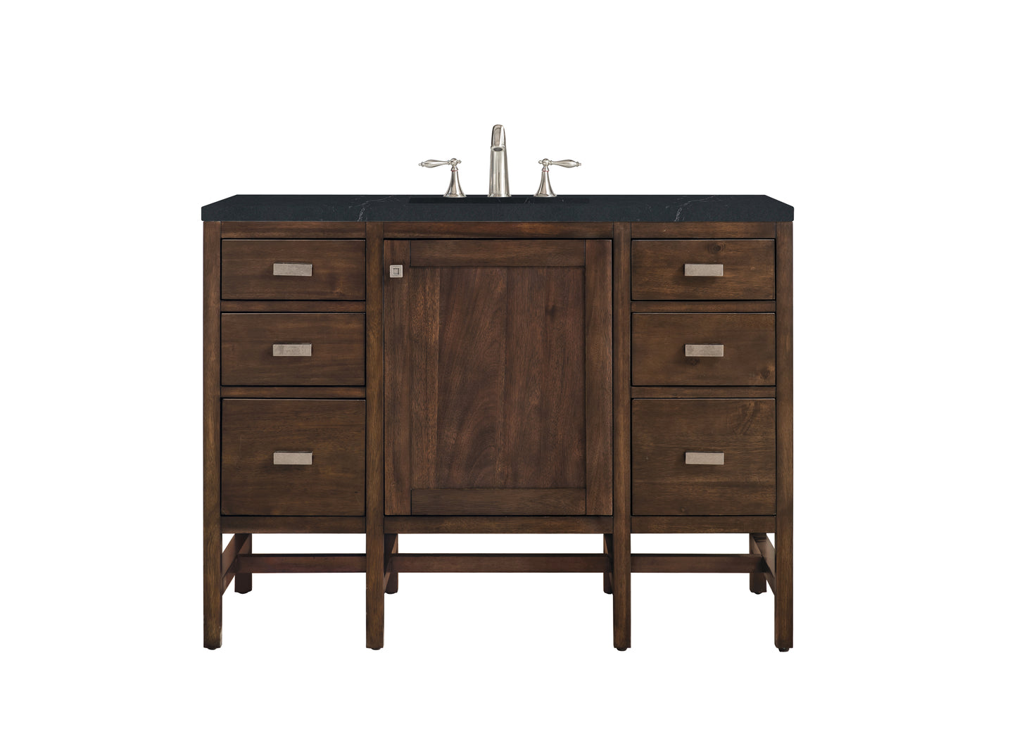 Addison 48" Single Vanity Cabinet, Mid Century Acacia, w/ 3 CM Charcoal Soapstone Quartz Top James Martin Vanities