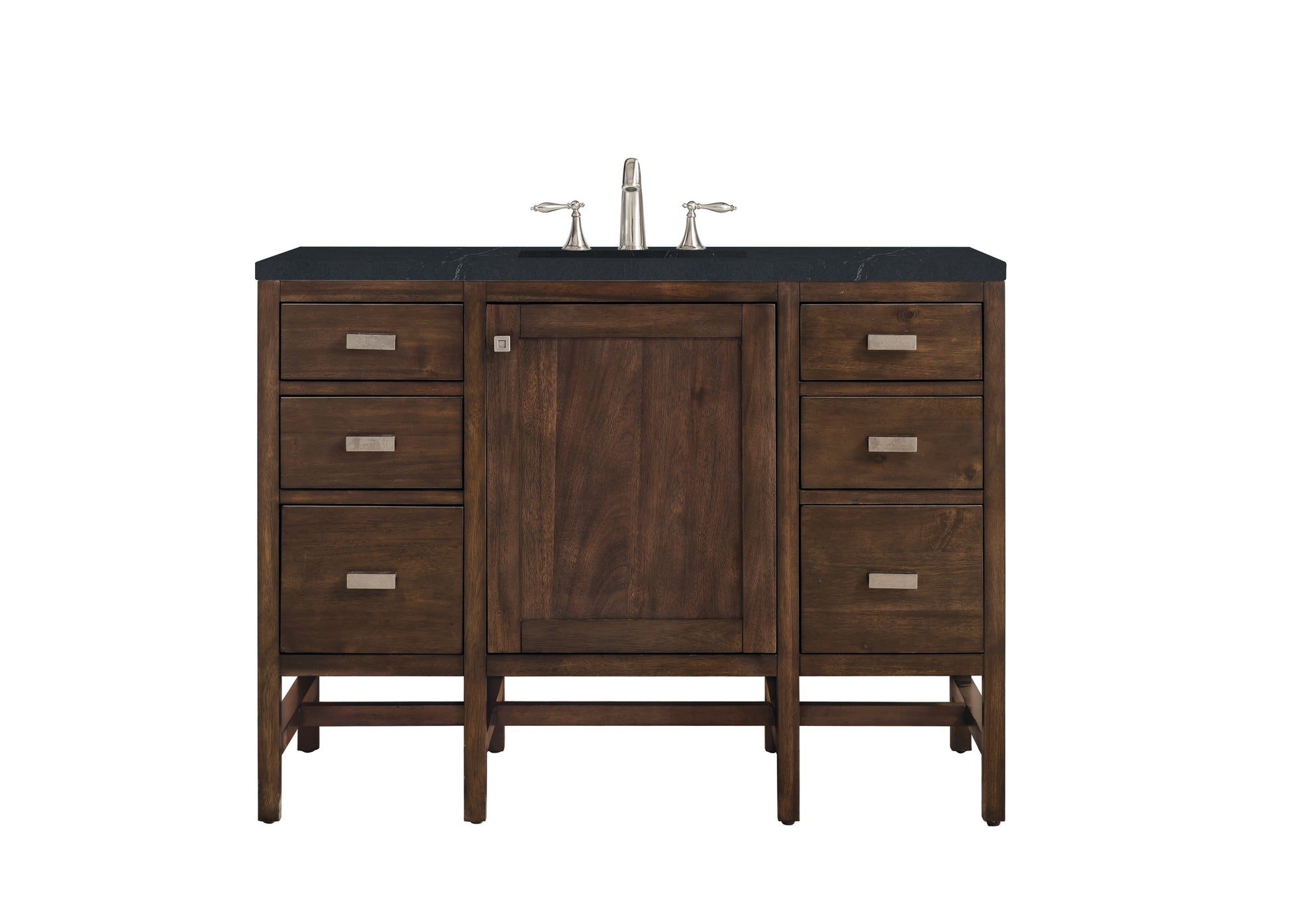 Addison 48" Single Vanity Cabinet, Mid Century Acacia, w/ 3 CM Charcoal Soapstone Quartz Top James Martin Vanities