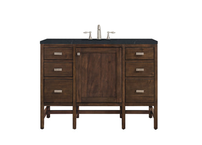 Addison 48" Single Vanity Cabinet, Mid Century Acacia, w/ 3 CM Charcoal Soapstone Quartz Top James Martin Vanities