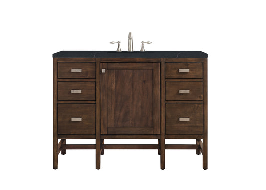 Addison 48" Single Vanity Cabinet, Mid Century Acacia, w/ 3 CM Charcoal Soapstone Quartz Top James Martin Vanities
