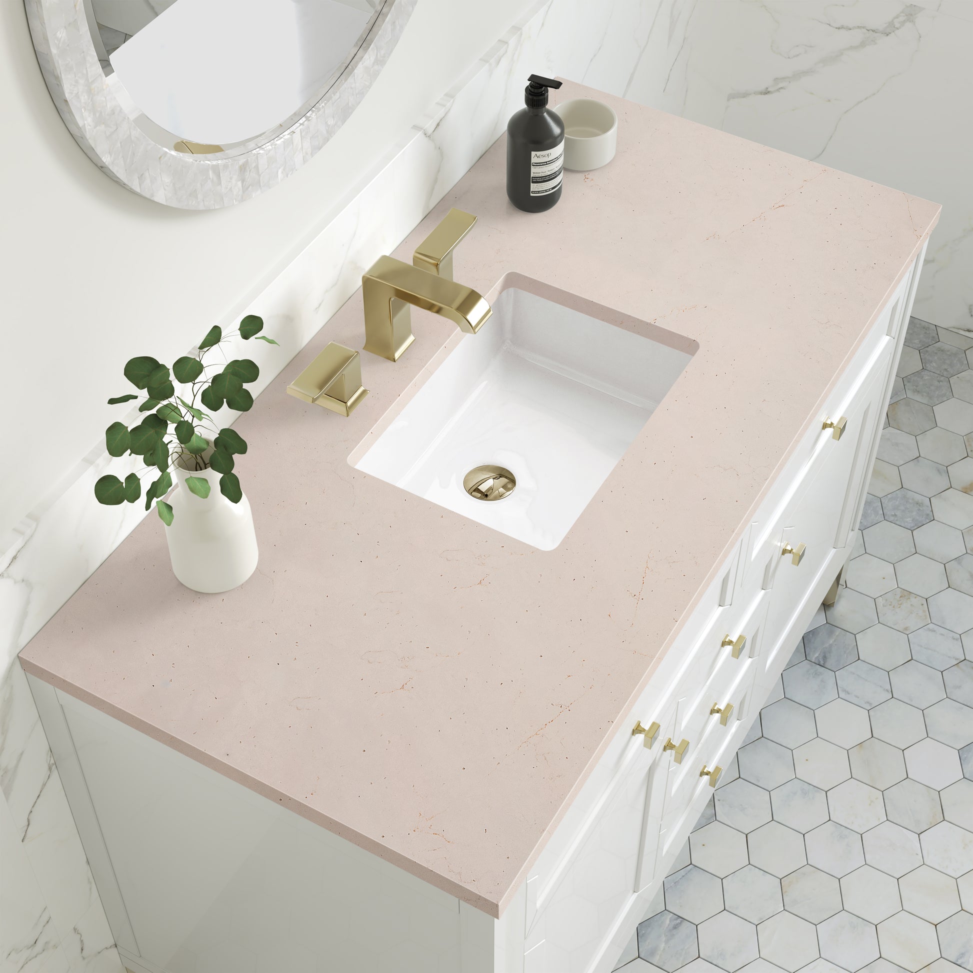 Chicago 48" Single Vanity, Glossy White w/ 3CM Eternal Marfil Top James Martin Vanities