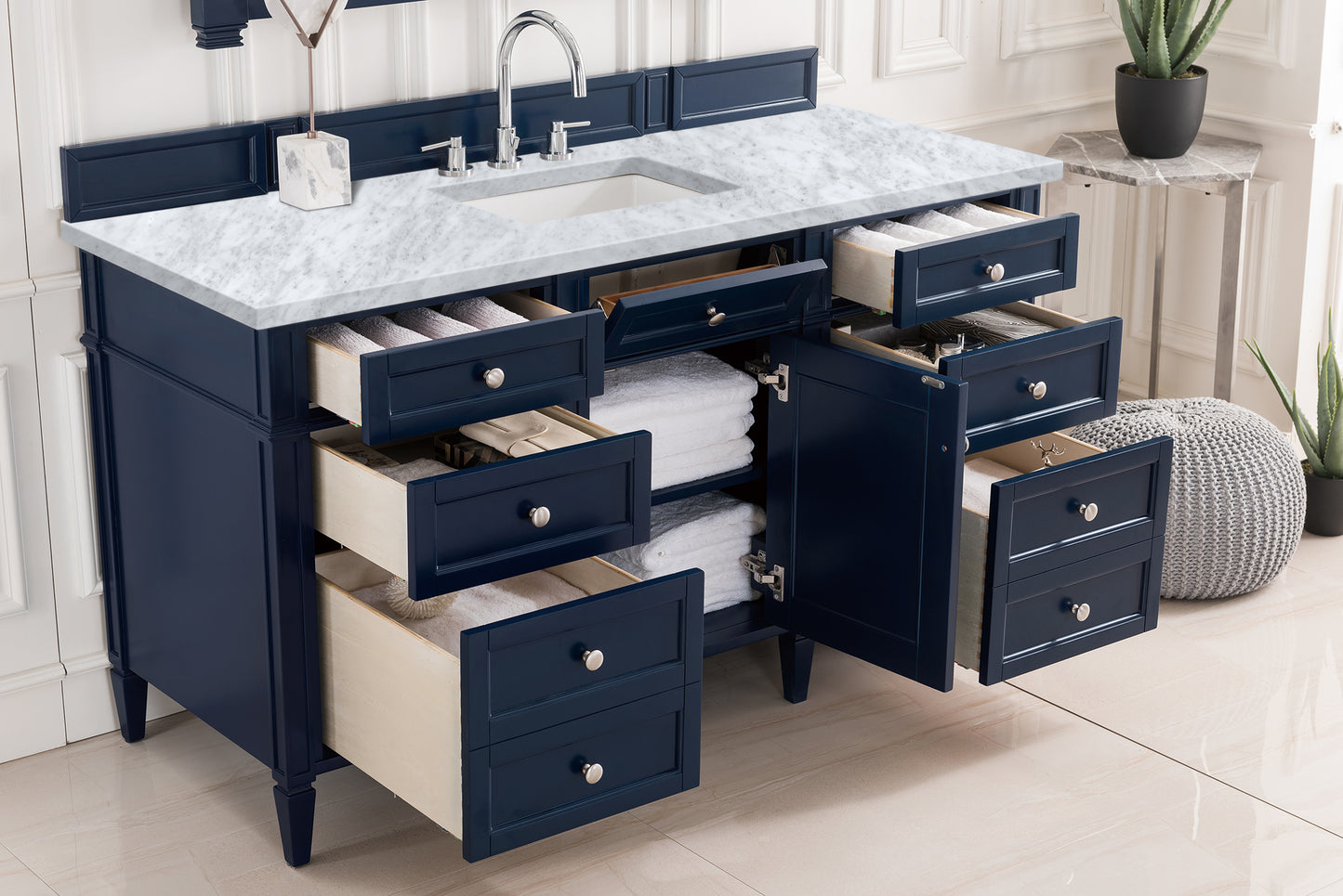 Bathroom Vanities Outlet Atlanta Renovate for LessBrittany 60" Victory Blue Single Vanity w/ 3 CM Carrara Marble Top