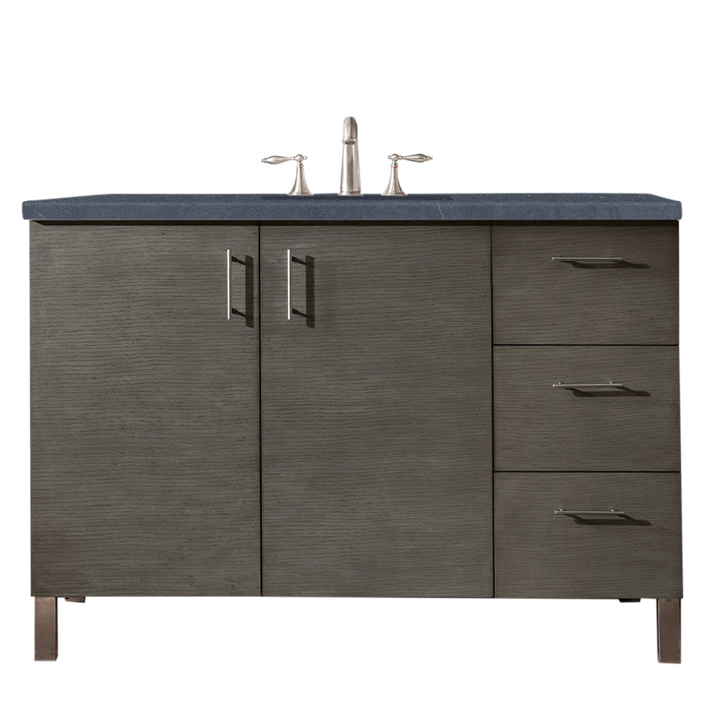 Metropolitan 48" Single Vanity, Silver Oak, w/ 3 CM Charcoal Soapstone Quartz Top James Martin Vanities