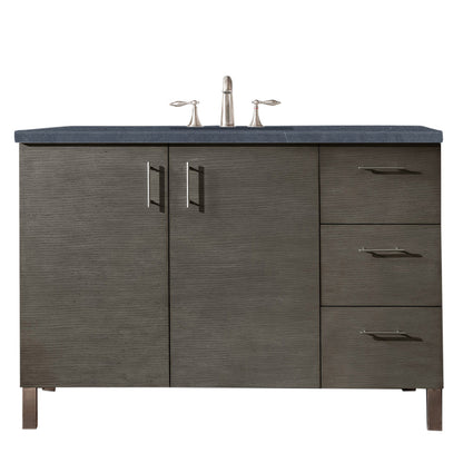 Metropolitan 48" Single Vanity, Silver Oak, w/ 3 CM Charcoal Soapstone Quartz Top James Martin Vanities
