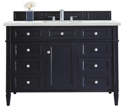 Brittany 48" Victory Blue Single Vanity w/ 3 CM Ethereal Noctis Quartz Top James Martin Vanities