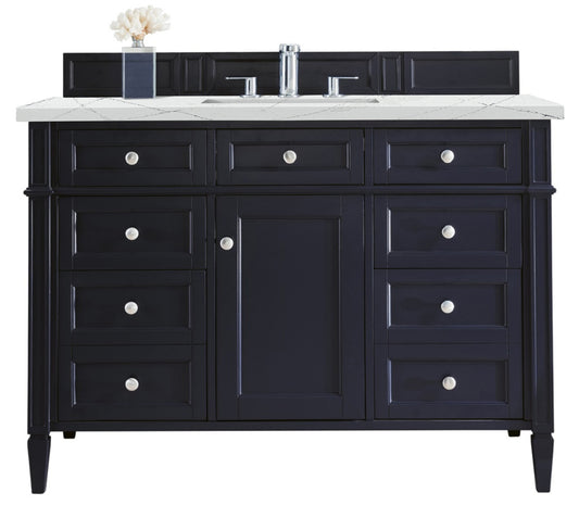 Brittany 48" Victory Blue Single Vanity w/ 3 CM Ethereal Noctis Quartz Top James Martin Vanities