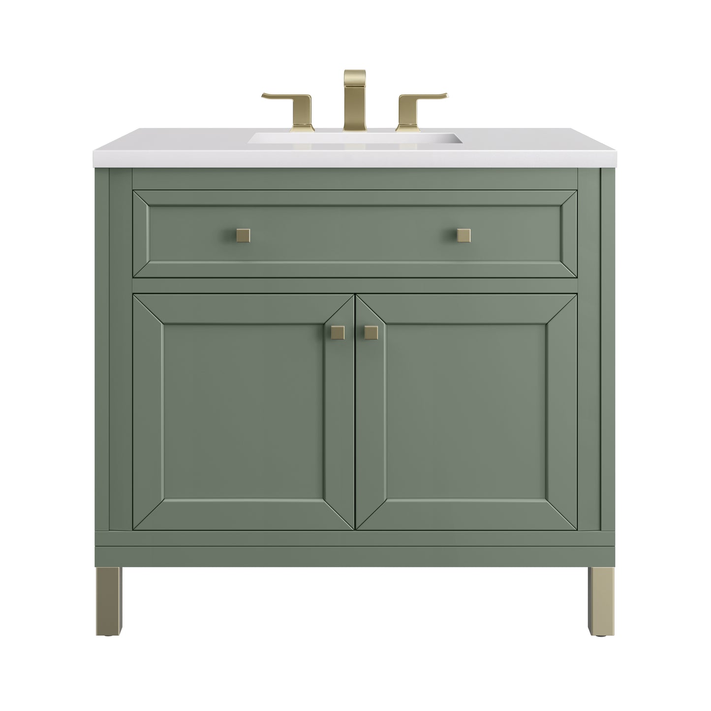 Chicago 36" Single Vanity, Smokey Celadon w/ 3CM White Zeus Top James Martin Vanities