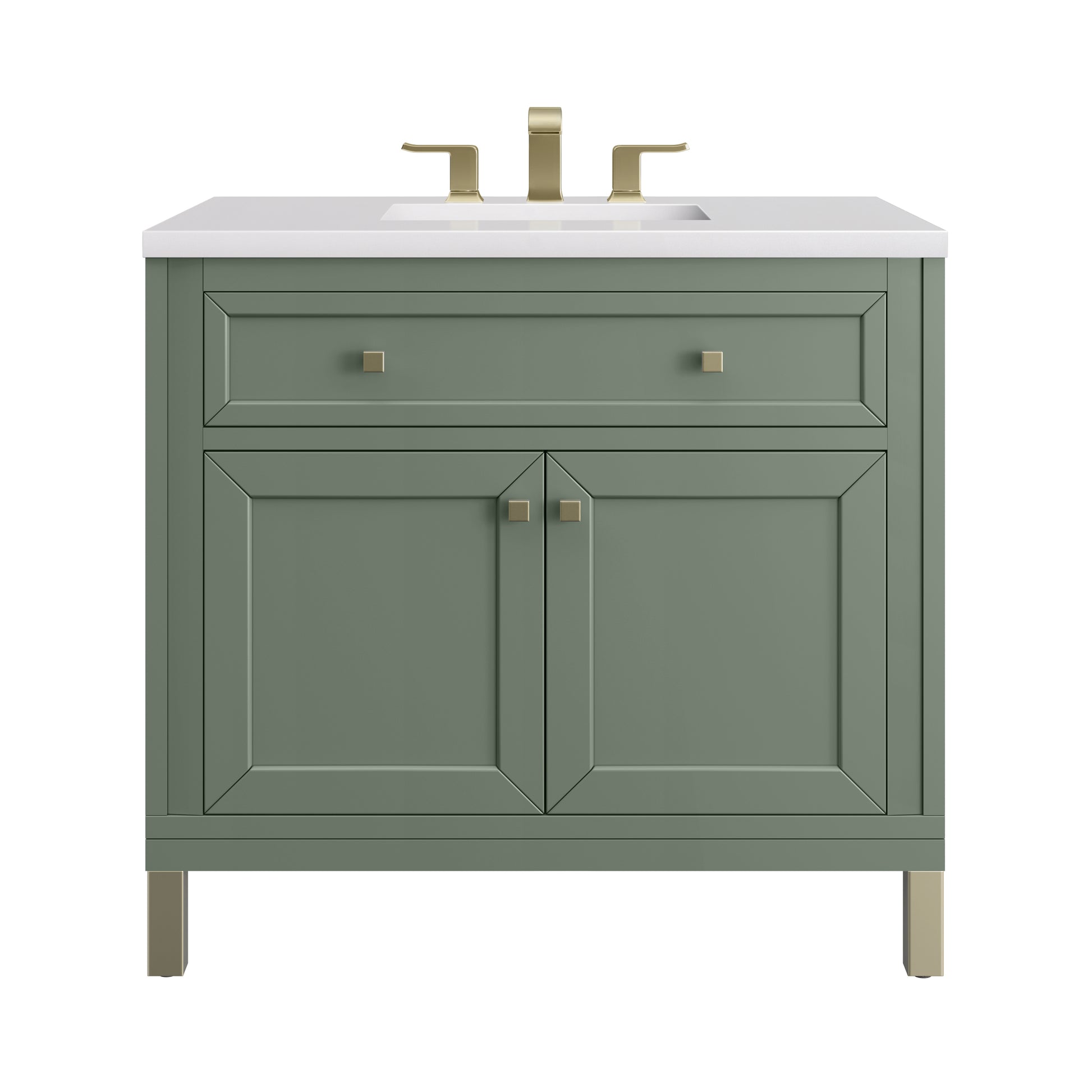 Chicago 36" Single Vanity, Smokey Celadon w/ 3CM White Zeus Top James Martin Vanities