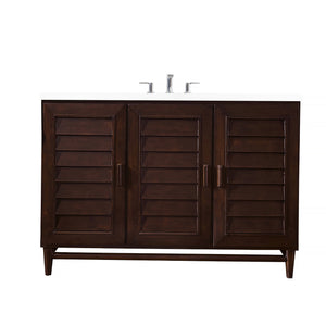 Portland 48" Single Vanity, Burnished Mahogany, w/ 3 CM White Zeus Quartz Top James Martin Vanities