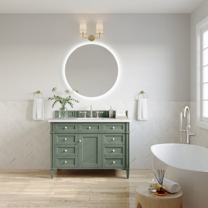 Brittany 48" Single Vanity, Smokey Celadon w/ 3CM White Zeus Top James Martin Vanities