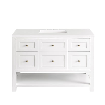 Breckenridge 48" Single Vanity, Bright White w/ 3CM White Zeus Top James Martin Vanities