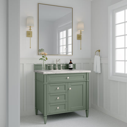 Brittany 36" Single Vanity, Smokey Celadon w/ 3CM Eternal Jasmine Pearl Top James Martin Vanities