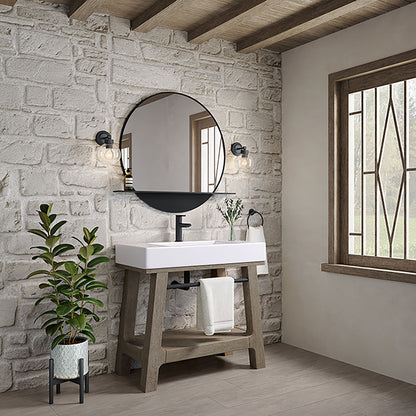 Auburn 36" Sink Console, Weathered Timber w/ Glossy White Mineral Composite Top James Martin Vanities