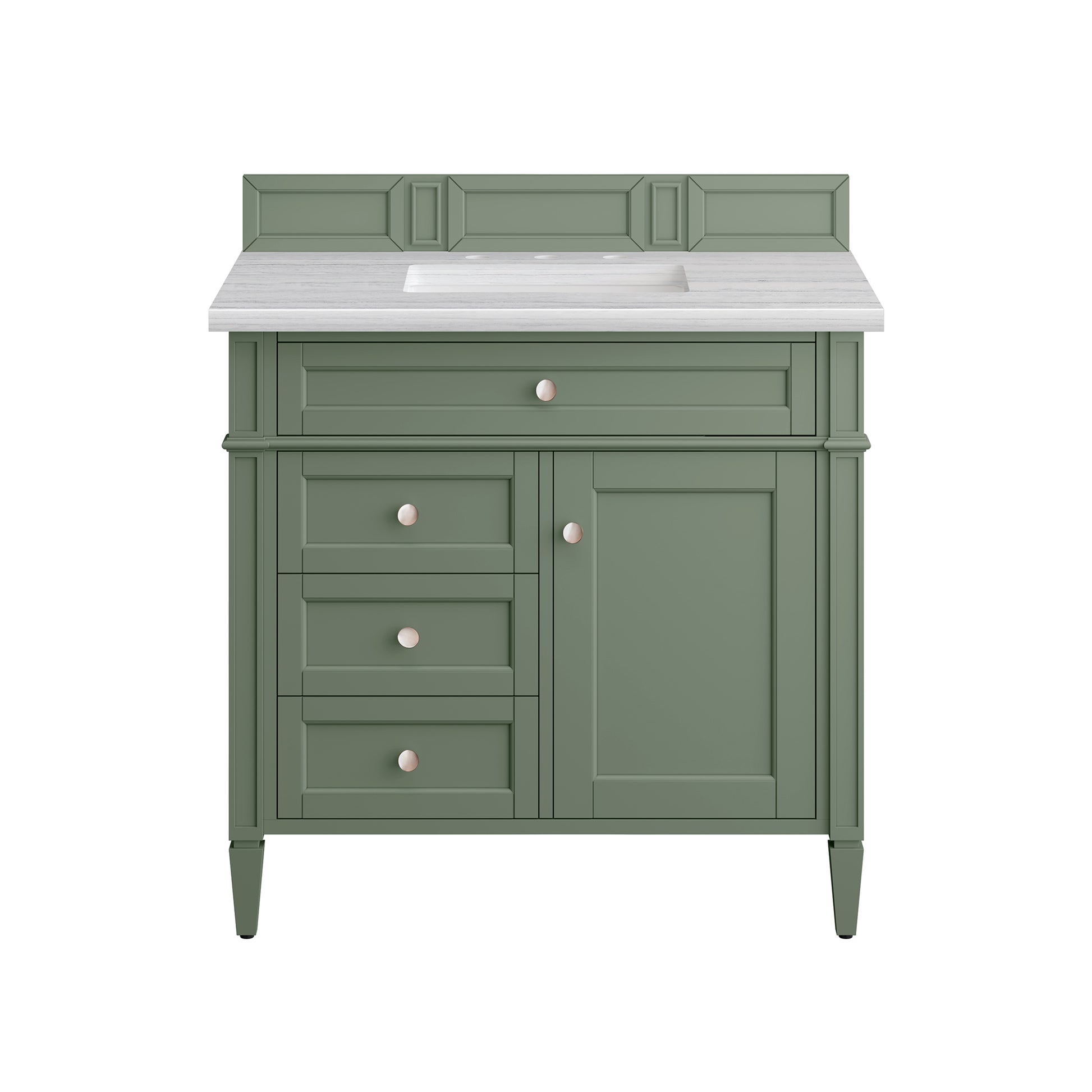 Brittany 36" Single Vanity, Smokey Celadon w/ 3CM Arctic Fall Top James Martin Vanities