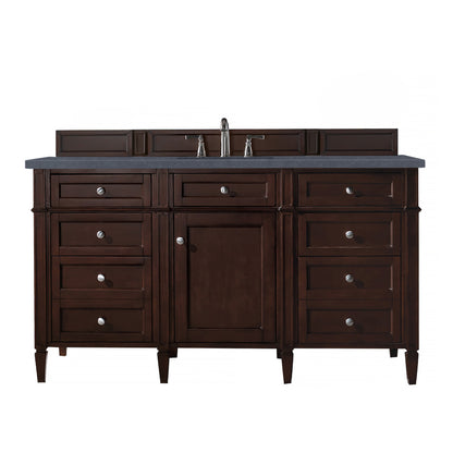 Brittany 60" Burnished Mahogany Single Vanity w/ 3 CM Charcoal Soapstone Quartz Top James Martin Vanities