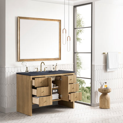 Hudson 48" Single Vanity, Light Natural Oak w/ 3CM Charcoal Soapstone Top James Martin Vanities