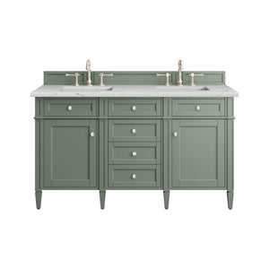 Brittany 60" Double Vanity, Smokey Celadon w/ 3CM Ethereal Noctis Top James Martin Vanities