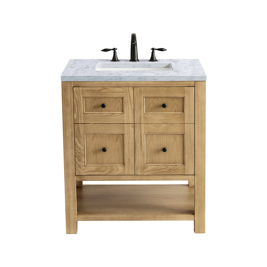 Breckenridge 30" Single Vanity, Light Natural Oak w/ 3CM Carrara Marble Top James Martin Vanities