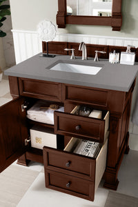 Bathroom Vanities Outlet Atlanta Renovate for LessBrookfield 36" Single Vanity, Warm Cherry w/ 3 CM Grey Expo Quartz Top