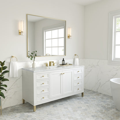 Chicago 60" Single Vanity, Glossy White w/ 3CM Ethereal Noctis Top James Martin Vanities