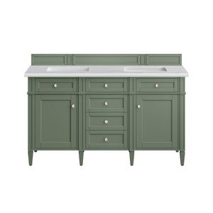 Brittany 60" Double Vanity, Smokey Celadon w/ 3CM Arctic Fall Top James Martin Vanities