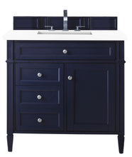 Load image into Gallery viewer, Brittany 36&quot; Victory Blue Single Vanity w/ 3 CM White Zeus Quartz Top James Martin Vanities