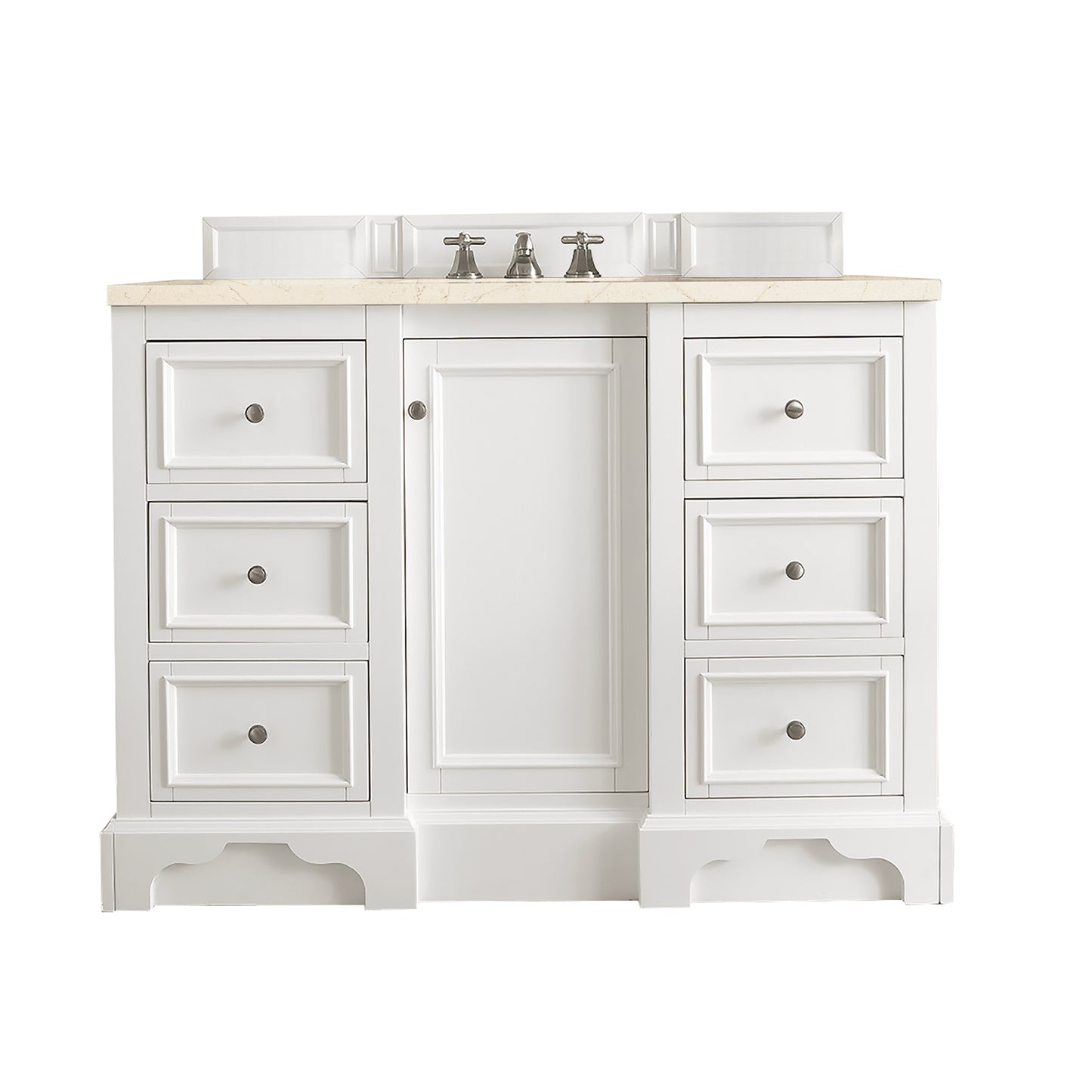 De Soto 48" Single Vanity, Bright White w/ 3 CM Eternal Marfil Quartz Top James Martin Vanities