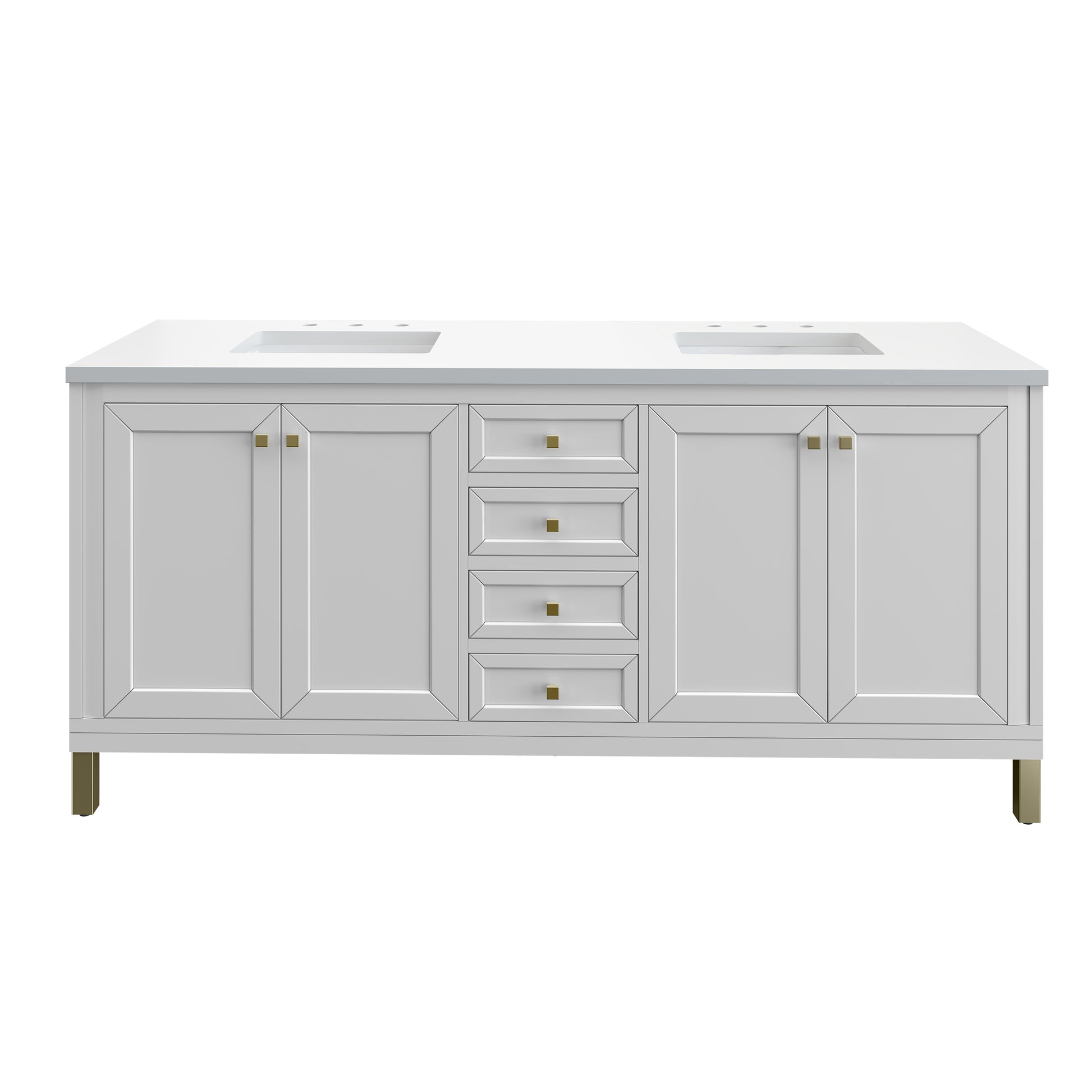 Chicago 72" Double Vanity, Glossy White w/ 3CM White Zeus Top James Martin Vanities