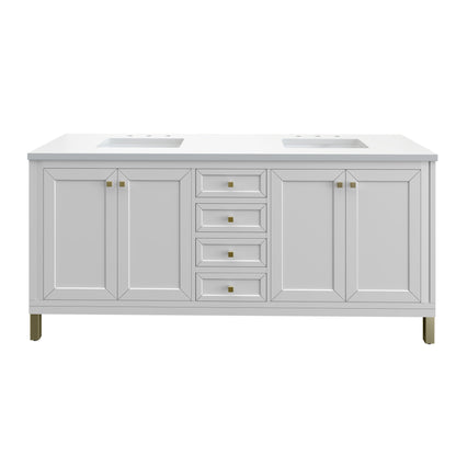 Chicago 72" Double Vanity, Glossy White w/ 3CM White Zeus Top James Martin Vanities