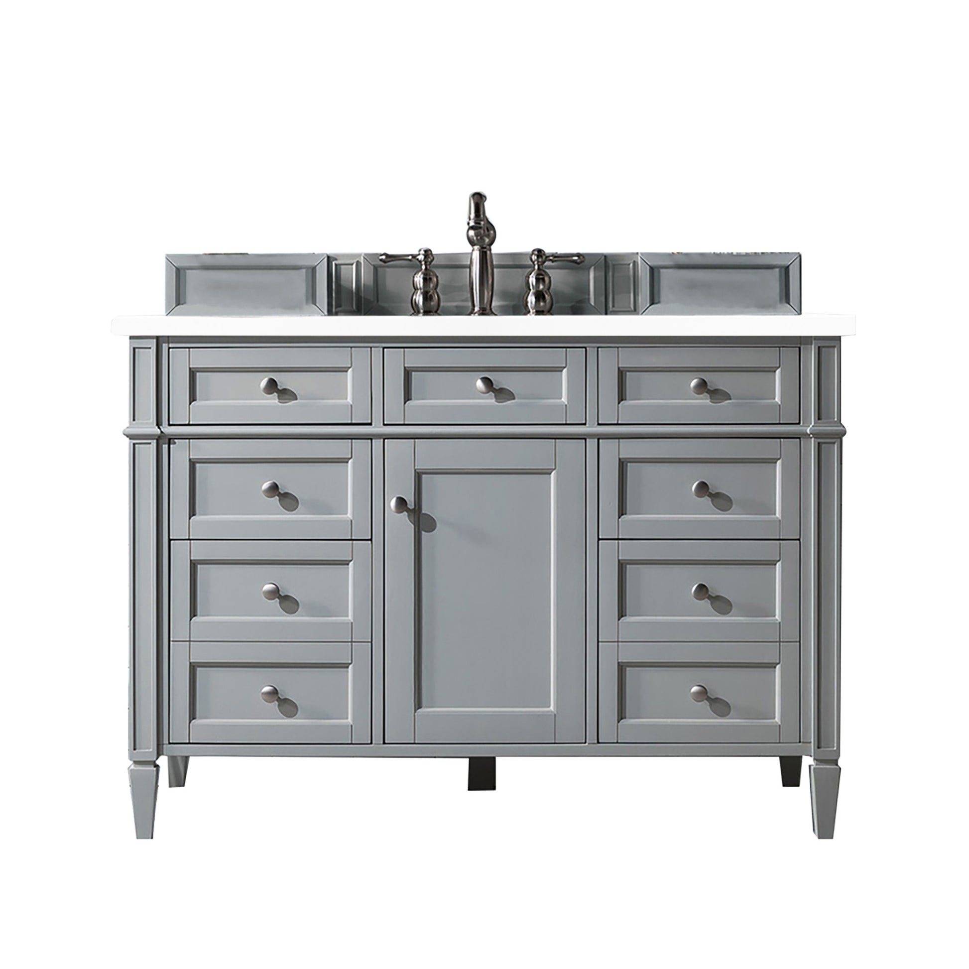 Brittany 48" Urban Gray Single Vanity w/ 3 CM White Zeus Quartz Top James Martin Vanities