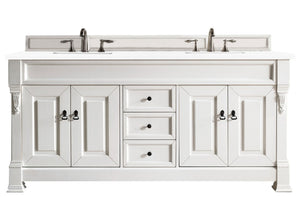 Brookfield 72" Double Vanity, Bright White w/ 3 CM White Zeus Quartz Top James Martin Vanities