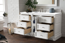 Load image into Gallery viewer, De Soto 60&quot; Single Vanity, Bright White w/ 3 CM White Zeus Quartz Top James Martin Vanities