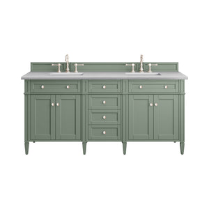 Brittany 72" Double Vanity, Smokey Celadon w/ 3CM Arctic Fall Top James Martin Vanities