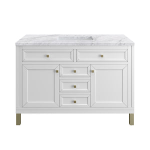 Chicago 48" Single Vanity, Glossy White w/ 3CM Carrara Marble Top James Martin Vanities