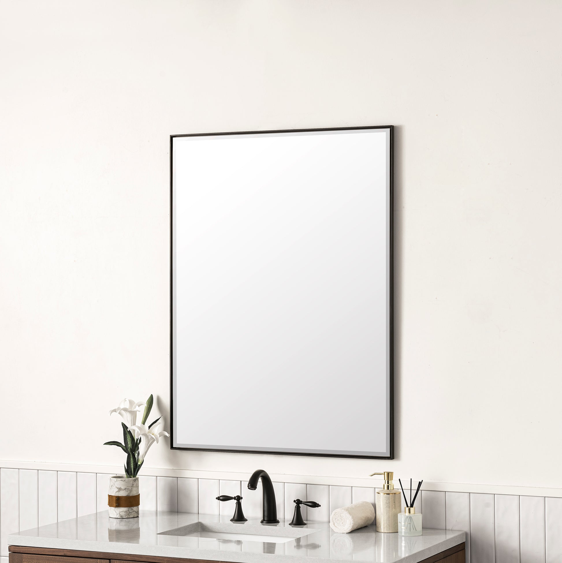 Rohe 30" Mirror, Matte Black James Martin Vanities