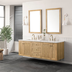 Laurent 72" Double Vanity, Light Natural Oak w/ 3CM Arctic Fall Top James Martin Vanities