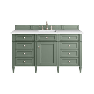 Brittany 60" Single Vanity, Smokey Celadon w/ 3CM White Zeus Top James Martin Vanities