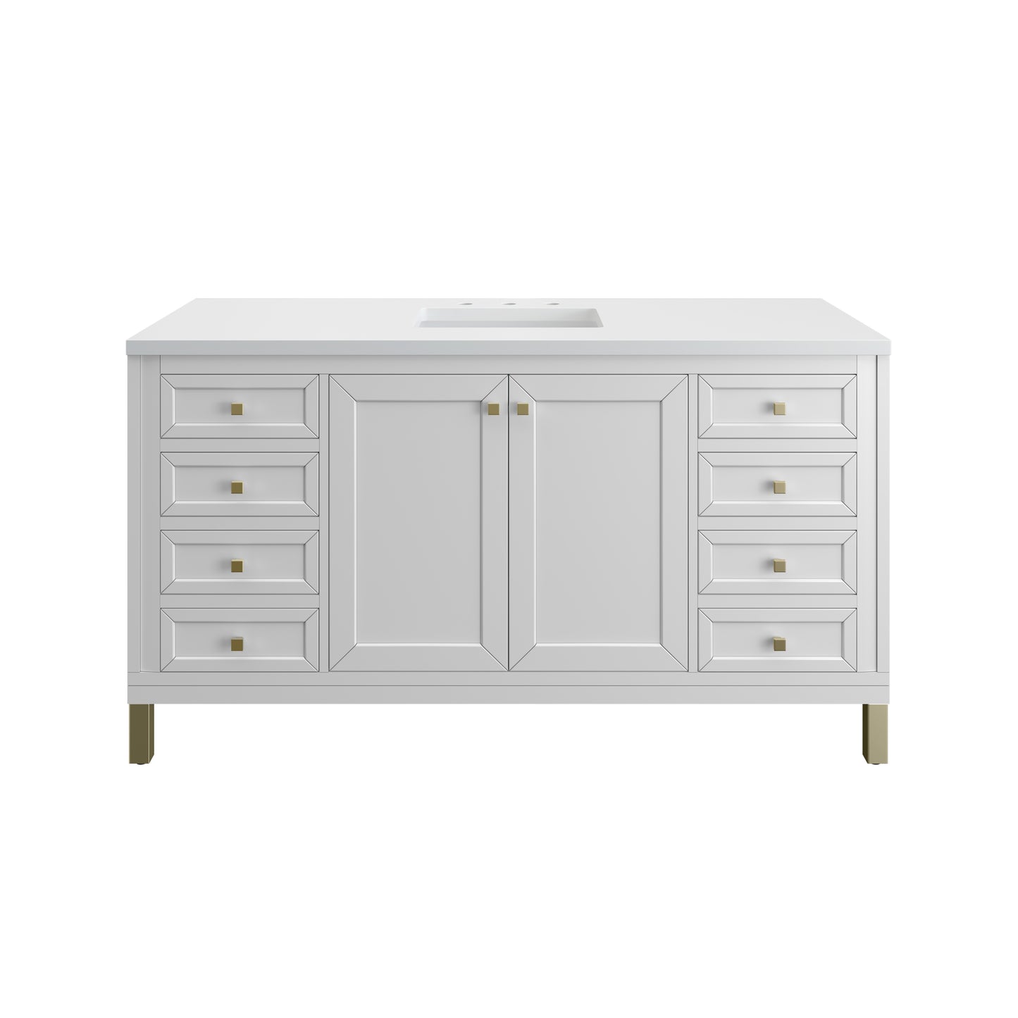 Chicago 60" Single Vanity, Glossy White w/ 3CM White Zeus Top James Martin Vanities