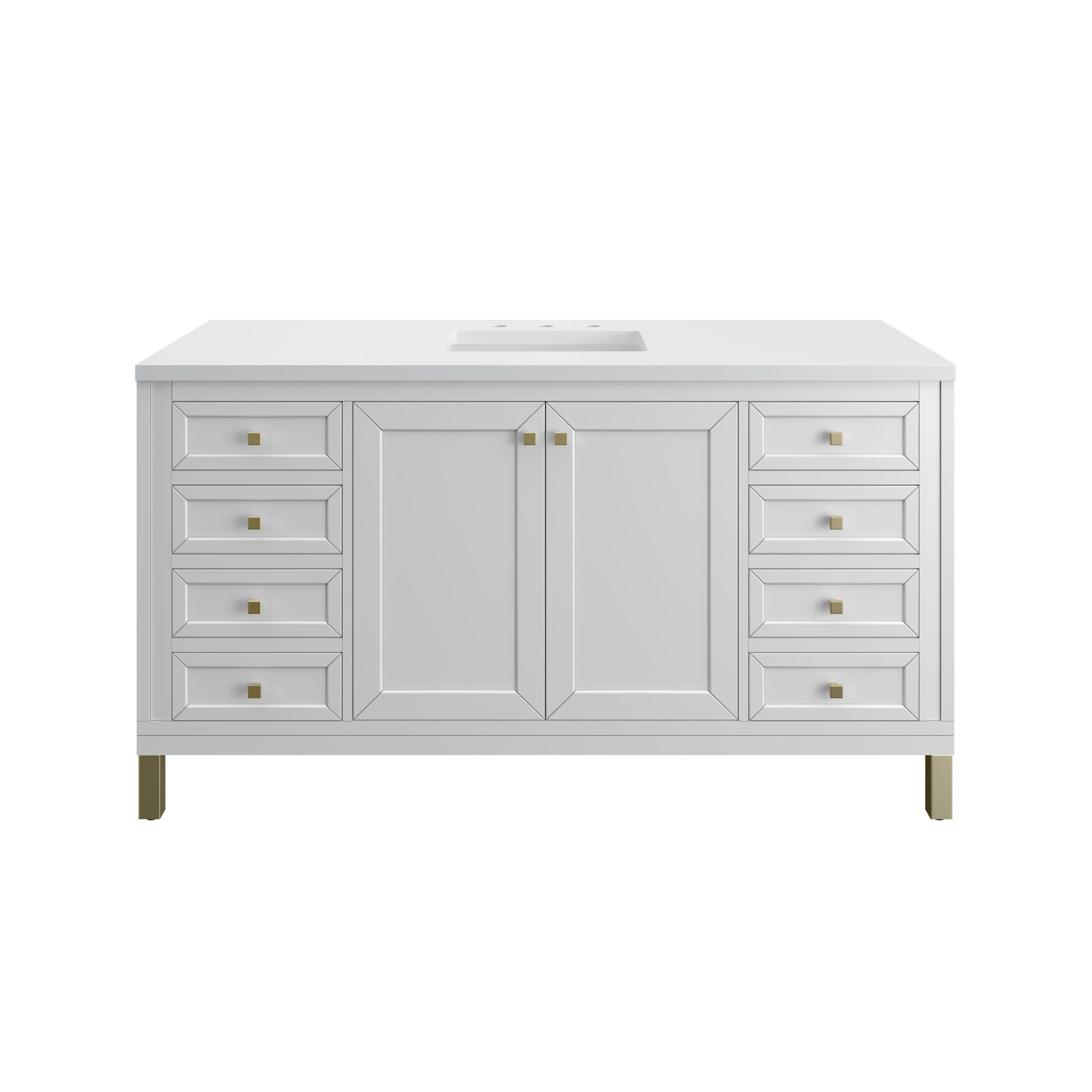 Chicago 60" Single Vanity, Glossy White w/ 3CM White Zeus Top James Martin Vanities