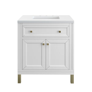 Chicago 30" Single Vanity, Glossy White w/ 3CM White Zeus Top James Martin Vanities