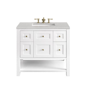 Breckenridge 36" Single Vanity, Bright White w/ 3CM Eternal Serena Top James Martin Vanities